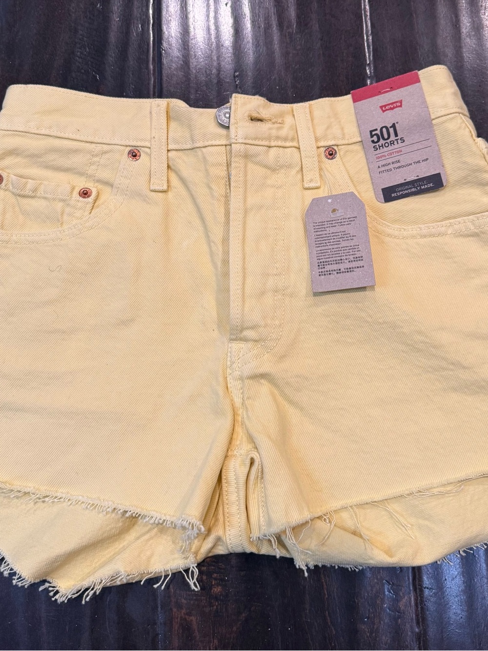 Levi's 501 High-Rise Yellow Denim Cutoff Shorts